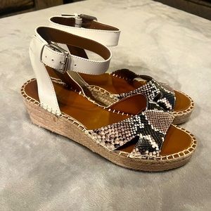 Franco Sarto Pellia 2 Espadrille Sandal; EUC; 8.5; Leather & Faux Snake Skin